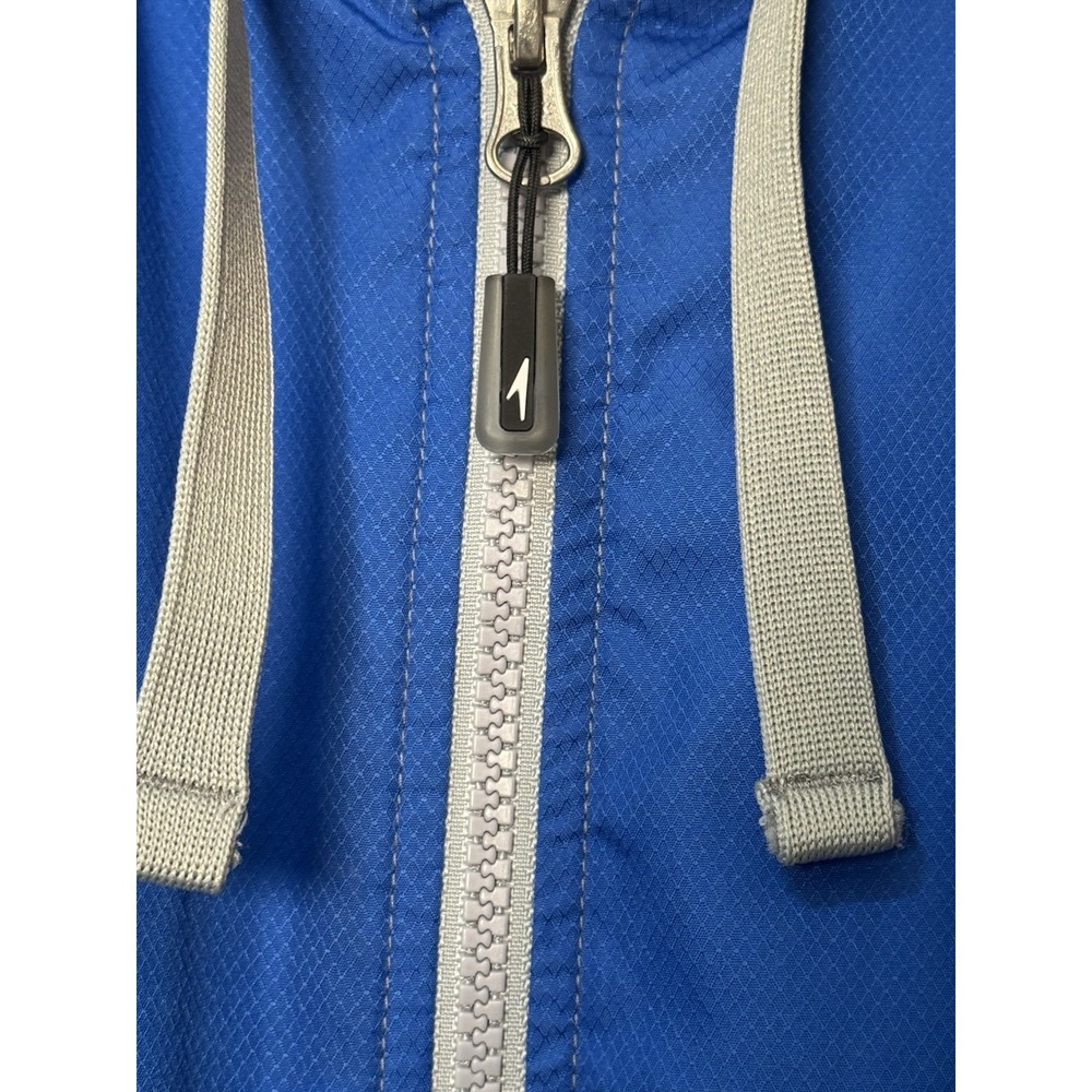 Speedo Team Jacket Parka Coat Small Royal Blue Long Hood Lined Pool Water Swim - Picture 3 of 7